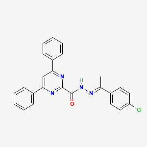 molecular formula C25H19ClN4O B5811755 N-[(E)-1-(4-chlorophenyl)ethylideneamino]-4,6-diphenylpyrimidine-2-carboxamide 