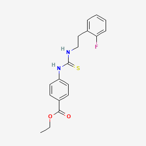 molecular formula C18H19FN2O2S B5811949 ethyl 4-[({[2-(2-fluorophenyl)ethyl]amino}carbonothioyl)amino]benzoate 