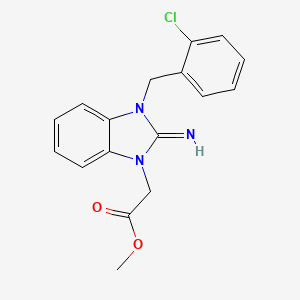 molecular formula C17H16ClN3O2 B5812189 METHYL 2-{3-[(2-CHLOROPHENYL)METHYL]-2-IMINO-2,3-DIHYDRO-1H-1,3-BENZODIAZOL-1-YL}ACETATE 