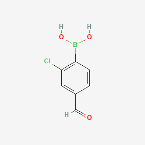 molecular formula C7H6BClO3 B581234 2-CHLORO-4-FORMYLPHENYLBORONIC ACID CAS No. 1063712-34-4