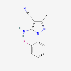 molecular formula C11H9FN4 B581243 5-Amino-1-(2-fluorophenyl)-3-methyl-1H-pyrazole-4-carbonitrile CAS No. 1072944-83-2