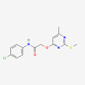 molecular formula C14H14ClN3O2S B5812581 N-(4-chlorophenyl)-2-(6-methyl-2-methylsulfanylpyrimidin-4-yl)oxyacetamide 