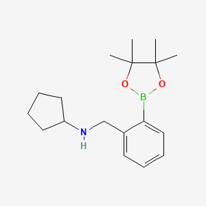 molecular formula C18H28BNO2 B581270 N-(2-(4,4,5,5-Tetramethyl-1,3,2-dioxaborolan-2-yl)benzyl)cyclopentanamine CAS No. 1256360-57-2