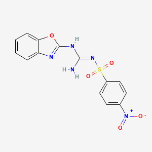molecular formula C14H11N5O5S B5812762 N-[(E)-amino(1,3-benzoxazol-2-ylamino)methylidene]-4-nitrobenzenesulfonamide 
