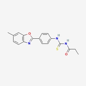 molecular formula C18H17N3O2S B5813660 N-{[4-(6-methyl-1,3-benzoxazol-2-yl)phenyl]carbamothioyl}propanamide 
