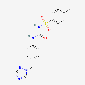 molecular formula C17H17N5O3S B5813702 3-(4-METHYLBENZENESULFONYL)-1-{4-[(1H-1,2,4-TRIAZOL-1-YL)METHYL]PHENYL}UREA 