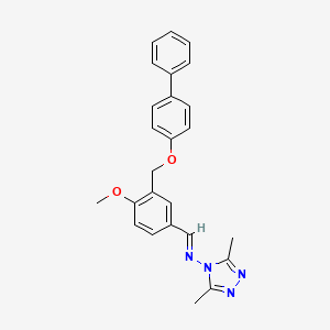 molecular formula C25H24N4O2 B5813763 N-[(E)-{3-[(biphenyl-4-yloxy)methyl]-4-methoxyphenyl}methylidene]-3,5-dimethyl-4H-1,2,4-triazol-4-amine 