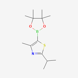 molecular formula C13H22BNO2S B581380 2-Isopropyl-4-methyl-5-(4,4,5,5-tetramethyl-1,3,2-dioxaborolan-2-yl)thiazole CAS No. 1218789-55-9