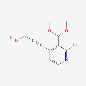 molecular formula C11H12ClNO3 B581381 3-(2-氯-3-(二甲氧甲基)吡啶-4-基)丙-2-炔-1-醇 CAS No. 1186310-64-4