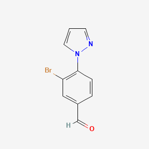 molecular formula C10H7BrN2O B581389 3-Bromo-4-(1H-pyrazol-1-YL)benzaldehyde CAS No. 1186663-53-5