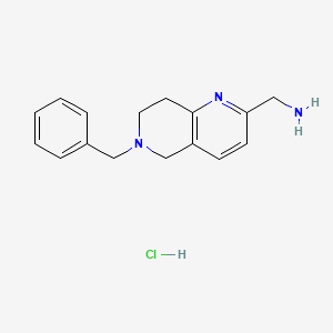 molecular formula C16H20ClN3 B581394 (6-Benzyl-5,6,7,8-tetrahydro-1,6-naphthyridin-2-yl)methanamine hydrochloride CAS No. 1187830-89-2