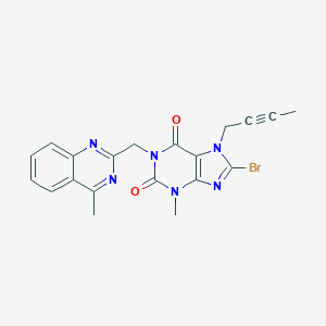molecular formula C20H17BrN6O2 B058141 8-溴-7-丁-2-炔基-3-甲基-1-(4-甲基-喹唑啉-2-基甲基)-3,7-二氢嘌呤-2,6-二酮 CAS No. 853029-57-9