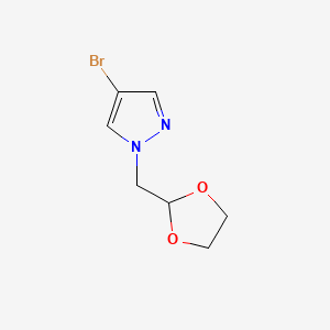 molecular formula C7H9BrN2O2 B581434 1-((1,3-二氧戊环-2-基)甲基)-4-溴-1H-吡唑 CAS No. 1207175-26-5