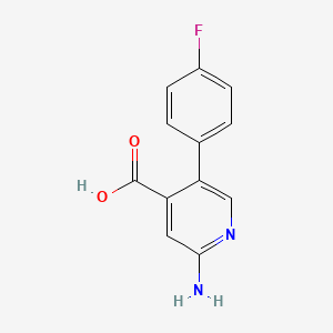 molecular formula C12H9FN2O2 B581443 2-氨基-5-(4-氟苯基)异烟酸 CAS No. 1214370-50-9