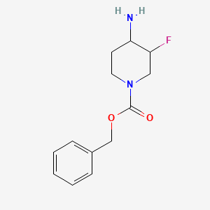 molecular formula C13H17FN2O2 B581458 Benzyl 4-amino-3-fluoropiperidine-1-carboxylate CAS No. 1228631-13-7