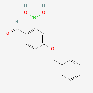 molecular formula C14H13BO4 B581473 (5-(Benzyloxy)-2-formylphenyl)boronic acid CAS No. 1226773-36-9
