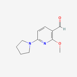 molecular formula C11H14N2O2 B581479 2-Methoxy-6-(pyrrolidin-1-yl)nicotinaldehyde CAS No. 1228666-11-2