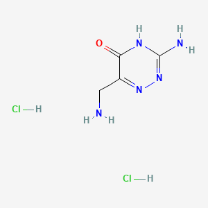 molecular formula C4H9Cl2N5O B581497 3-Amino-6-(aminomethyl)-1,2,4-triazin-5(4H)-one dihydrochloride CAS No. 1236162-31-4