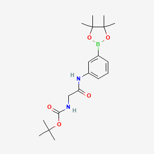 molecular formula C19H29BN2O5 B581534 {[3-(4,4,5,5-Tetramethyl-[1,3,2]dioxaborolan-2-yl)-phenylcarbamoyl]-methyl}-carbamic acid tert-butyl ester CAS No. 1257651-17-4