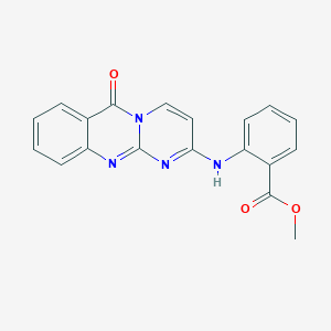 molecular formula C19H14N4O3 B5815358 methyl 2-((6-oxo-6H-pyrimido[2,1-b]quinazolin-2-yl)amino)benzoate 