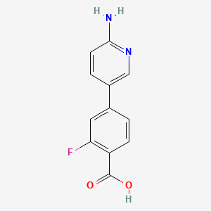 molecular formula C12H9FN2O2 B581539 4-(6-Aminopyridin-3-YL)-2-fluorobenzoic acid CAS No. 1258615-86-9