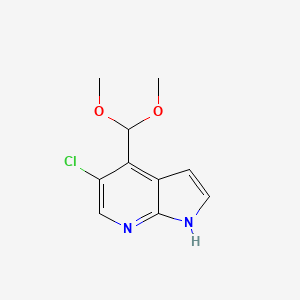 molecular formula C10H11ClN2O2 B581547 5-Chloro-4-(dimethoxymethyl)-1H-pyrrolo-[2,3-b]pyridine CAS No. 1261365-92-7