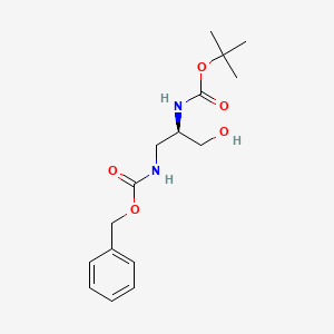 molecular formula C16H24N2O5 B581563 (R)-Benzyl tert-butyl (3-hydroxypropane-1,2-diyl)dicarbamate CAS No. 1263045-28-8