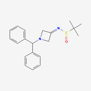 molecular formula C20H24N2OS B581566 N-(1-Benzhydrylazetidin-3-ylidene)-2-methylpropane-2-sulfinamide CAS No. 1263296-74-7