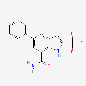molecular formula C16H11F3N2O B581584 5-Phenyl-2-(trifluoromethyl)-1H-indole-7-carboxamide CAS No. 1211597-10-2