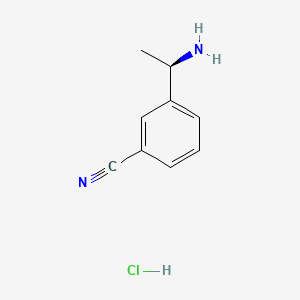molecular formula C9H11ClN2 B581585 (R)-3-(1-Aminoethyl)benzonitrile hydrochloride CAS No. 1286693-23-9