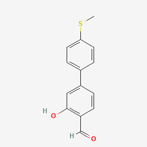 molecular formula C14H12O2S B581601 3-Hydroxy-4'-(methylthio)-[1,1'-biphenyl]-4-carbaldehyde CAS No. 1261925-44-3