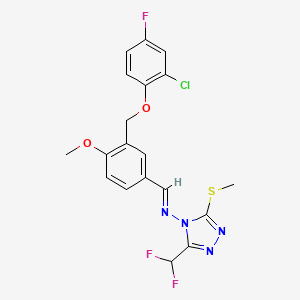 molecular formula C19H16ClF3N4O2S B5816025 N-((E)-1-{3-[(2-CHLORO-4-FLUOROPHENOXY)METHYL]-4-METHOXYPHENYL}METHYLIDENE)-N-[3-(DIFLUOROMETHYL)-5-(METHYLSULFANYL)-4H-1,2,4-TRIAZOL-4-YL]AMINE 