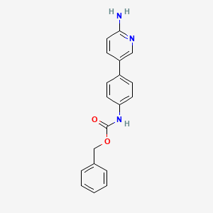 molecular formula C19H17N3O2 B581609 2-Amino-5-(4-Cbz-Aminophenyl)pyridine CAS No. 1314987-26-2
