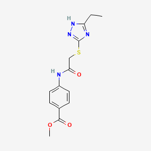 molecular formula C14H16N4O3S B5816109 methyl 4-({[(5-ethyl-4H-1,2,4-triazol-3-yl)sulfanyl]acetyl}amino)benzoate 