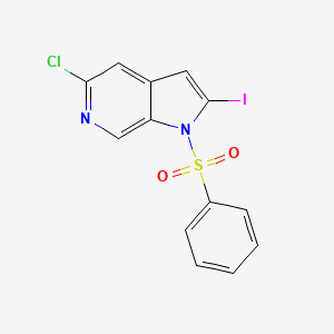 molecular formula C13H8ClIN2O2S B581634 5-Chloro-2-iodo-1-(phenylsulfonyl)-6-azaindole CAS No. 1227269-34-2