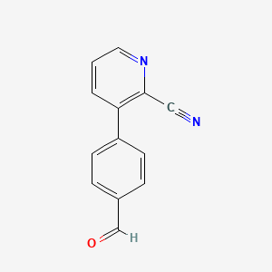 molecular formula C13H8N2O B581635 3-(4-Formylphenyl)picolinonitrile CAS No. 1334500-10-5