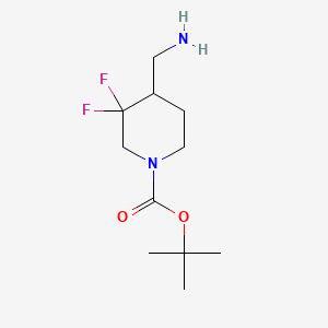 molecular formula C11H20F2N2O2 B581643 Tert-butyl 4-(aminomethyl)-3,3-difluoropiperidine-1-carboxylate CAS No. 1303973-22-9