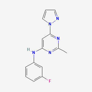 molecular formula C14H12FN5 B5816444 N-(3-fluorophenyl)-2-methyl-6-pyrazol-1-ylpyrimidin-4-amine 