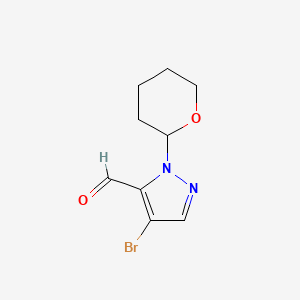 molecular formula C9H11BrN2O2 B581652 4-Bromo-2-(oxan-2-yl)pyrazole-3-carbaldehyde CAS No. 1345471-55-7