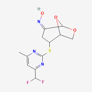 molecular formula C12H13F2N3O3S B5816545 N-[(4Z)-2-{[4-(Difluoromethyl)-6-methylpyrimidin-2-YL]sulfanyl}-6,8-dioxabicyclo[3.2.1]octan-4-ylidene]hydroxylamine 