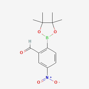 molecular formula C13H16BNO5 B581657 2-Formyl-4-nitrophenylboronic acid pinacol ester CAS No. 1351054-91-5
