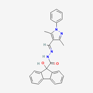 molecular formula C26H22N4O2 B5817060 N'-[(E)-(3,5-DIMETHYL-1-PHENYL-1H-PYRAZOL-4-YL)METHYLENE]-9-HYDROXY-9H-FLUORENE-9-CARBOHYDRAZIDE 
