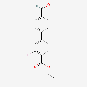 molecular formula C16H13FO3 B581738 Ethyl 2-fluoro-4-(4-formylphenyl)benzoate CAS No. 1393442-35-7