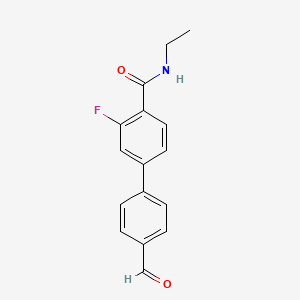 molecular formula C16H14FNO2 B581740 N-Ethyl-2-fluoro-4-(4-formylphenyl)benzamide CAS No. 1393442-45-9