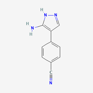 molecular formula C10H8N4 B581750 4-(3-Amino-1H-pyrazol-4-YL)benzonitrile CAS No. 1400644-75-8