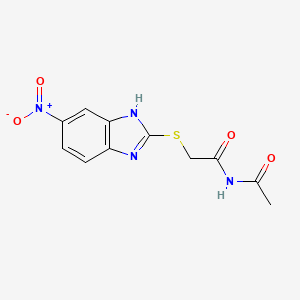 molecular formula C11H10N4O4S B5817800 N-acetyl-2-[(6-nitro-1H-benzimidazol-2-yl)sulfanyl]acetamide 