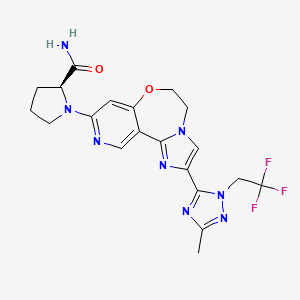 (2S)-1-[4-[5-methyl-2-(2,2,2-trifluoroethyl)-1,2,4-triazol-3-yl]-9-oxa-3,6,13-triazatricyclo[8.4.0.02,6]tetradeca-1(14),2,4,10,12-pentaen-12-yl]pyrrolidine-2-carboxamide