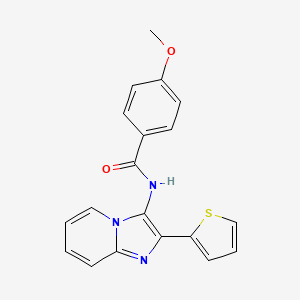 molecular formula C19H15N3O2S B5818019 4-methoxy-N-[2-(thiophen-2-yl)imidazo[1,2-a]pyridin-3-yl]benzamide 
