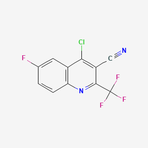 molecular formula C11H3ClF4N2 B581817 4-Chloro-6-fluoro-2-(trifluoromethyl)quinoline-3-carbonitrile CAS No. 1263286-10-7