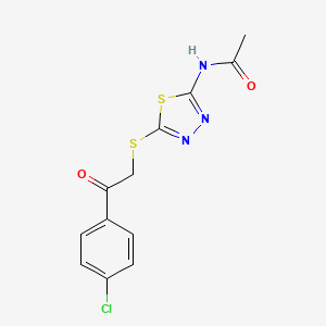 molecular formula C12H10ClN3O2S2 B5818263 N-(5-{[2-(4-chlorophenyl)-2-oxoethyl]sulfanyl}-1,3,4-thiadiazol-2-yl)acetamide 